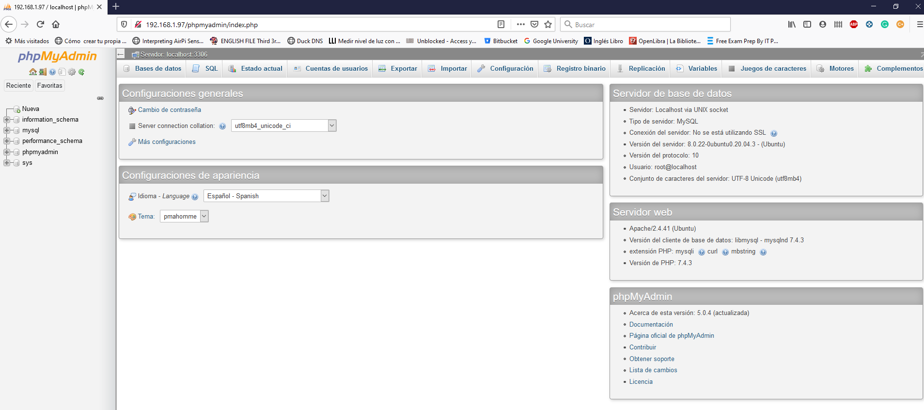 phpMyAdmin Actualización
